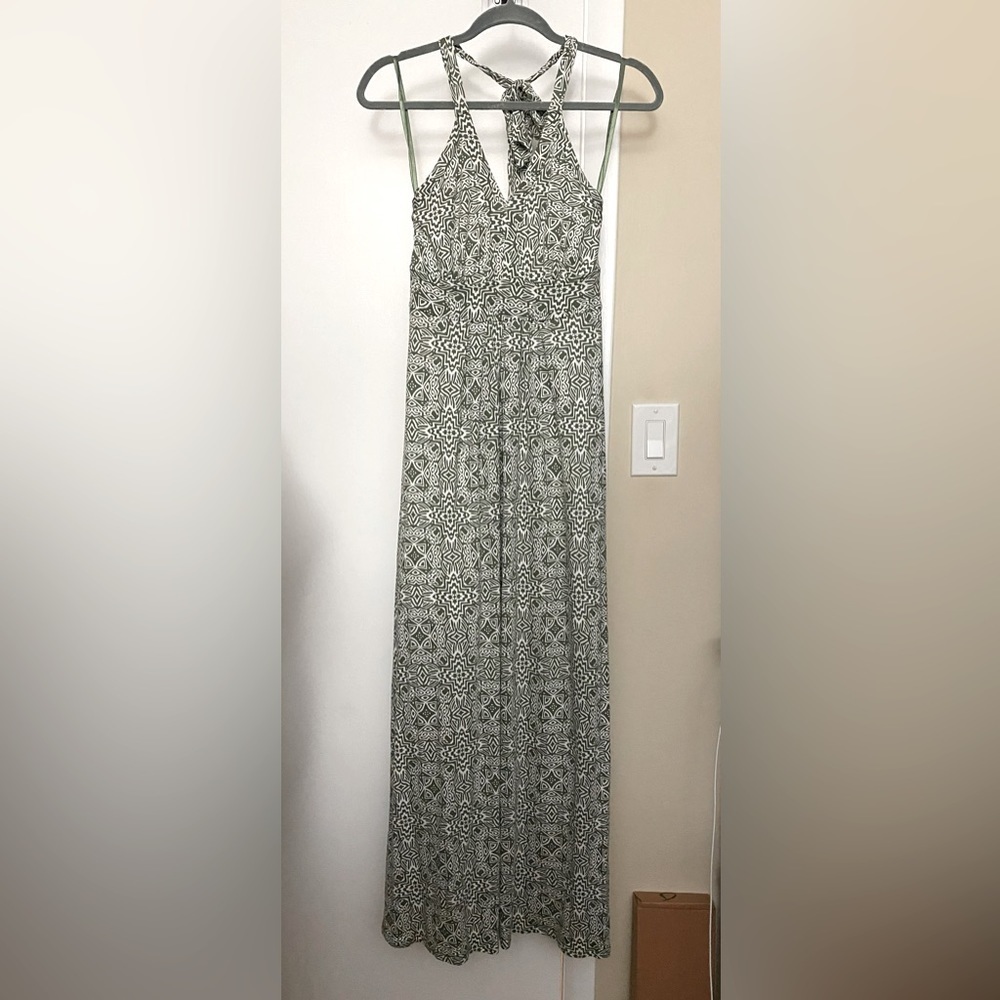 Banana Republic Knit Printed Canopy Green Halter Maxi Dress Size XS